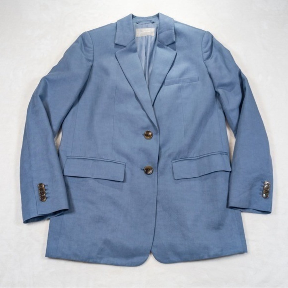 Everlane Blazer Women 00 Blue Suit Jacket Oversized Modern Minimalist Academia